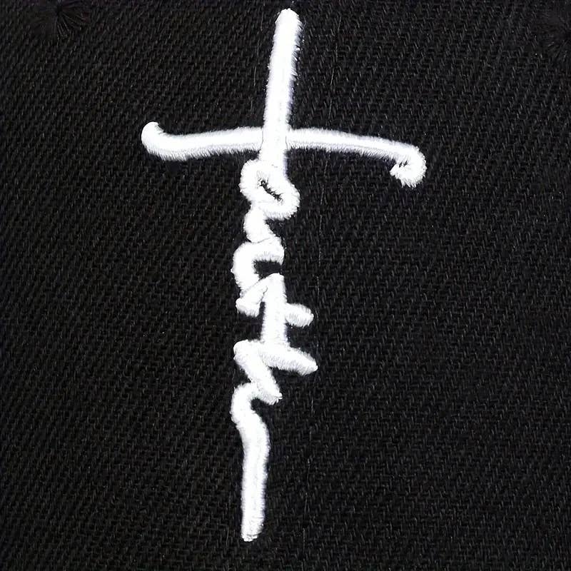 Faith Cross Embroidered Christian Baseball Cap, Adjustable Hat
