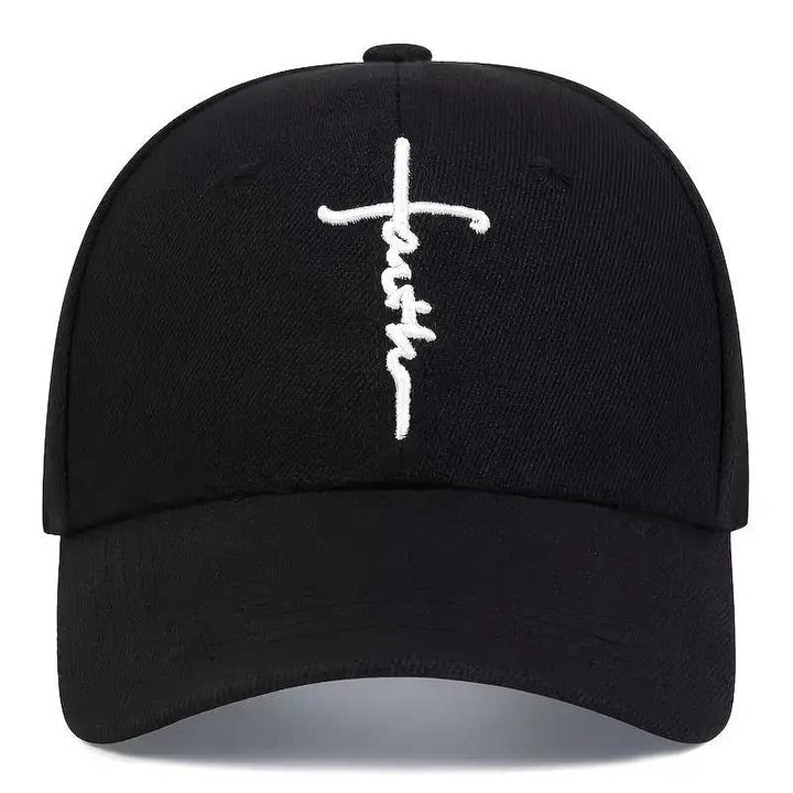 Faith Cross Embroidered Christian Baseball Cap, Adjustable Hat
