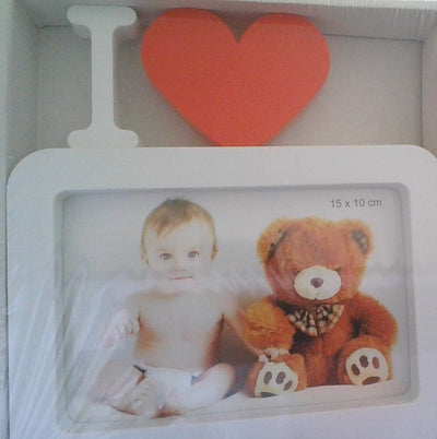 Adorable White & Red I Heart Picture Frame- 4x6
