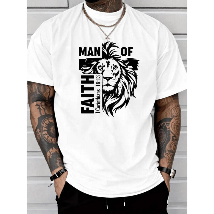 'Man of Faith' with Lion Motif Tshirt