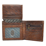 Strong and Courageous Brown Genuine Leather Wallet - Joshua 1:9
