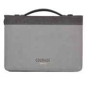 Courage Two-tone Gray Faux Leather Teen Bible Cover – Joshua 1:9
