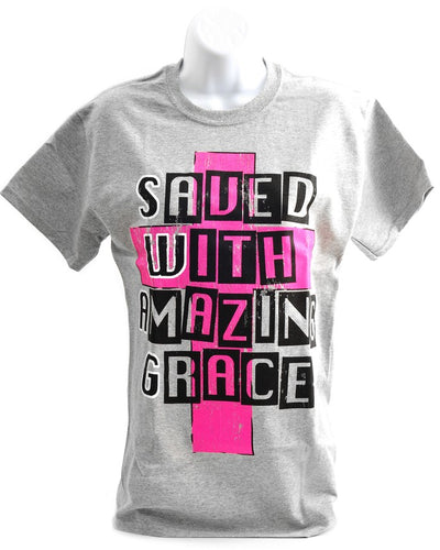 SWAG, Saved with Amazing Grace Shirt, Gray, Large